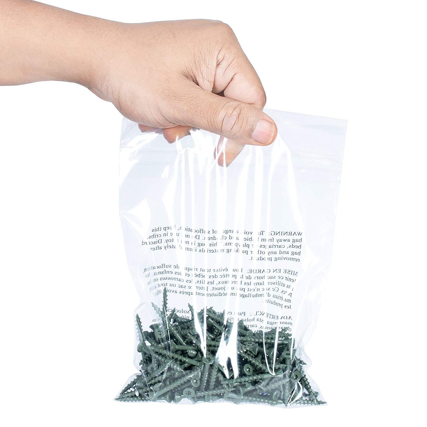 Poly Bags with Suffocation Warning 4x6", 5x7", 6x9", 8x10" - Small Combo Pack of 400 (100 each size) - Clear Poly Bags by Retail Supply Co - Resealable