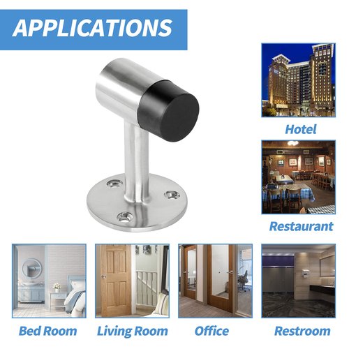 Masendelk 10pcs Floor Mount Door Stop, Silver Door Stoppers Heavy Duty Doorstop with Rubber Bumper & Stainless Steel Screws