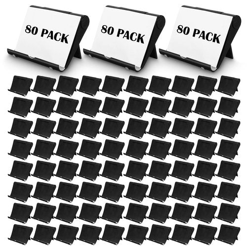 wutfuooo 80 Pieces Business Card Holder Display Bulk Black Plastic Stand Name Holder Stand Organizer for Desk Office Supplies