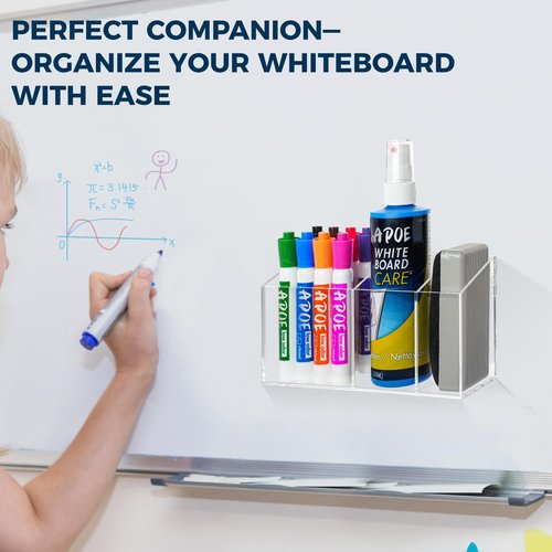 Banafich Strong Magnetic Pen Holder for Refrigerator, Whiteboard Dry Erase Marker Holder for Fridge, Magnet Acrylic Pen Holder with 3 Compartments, Magnetic Cup for School, Classroom, Locker Organizer