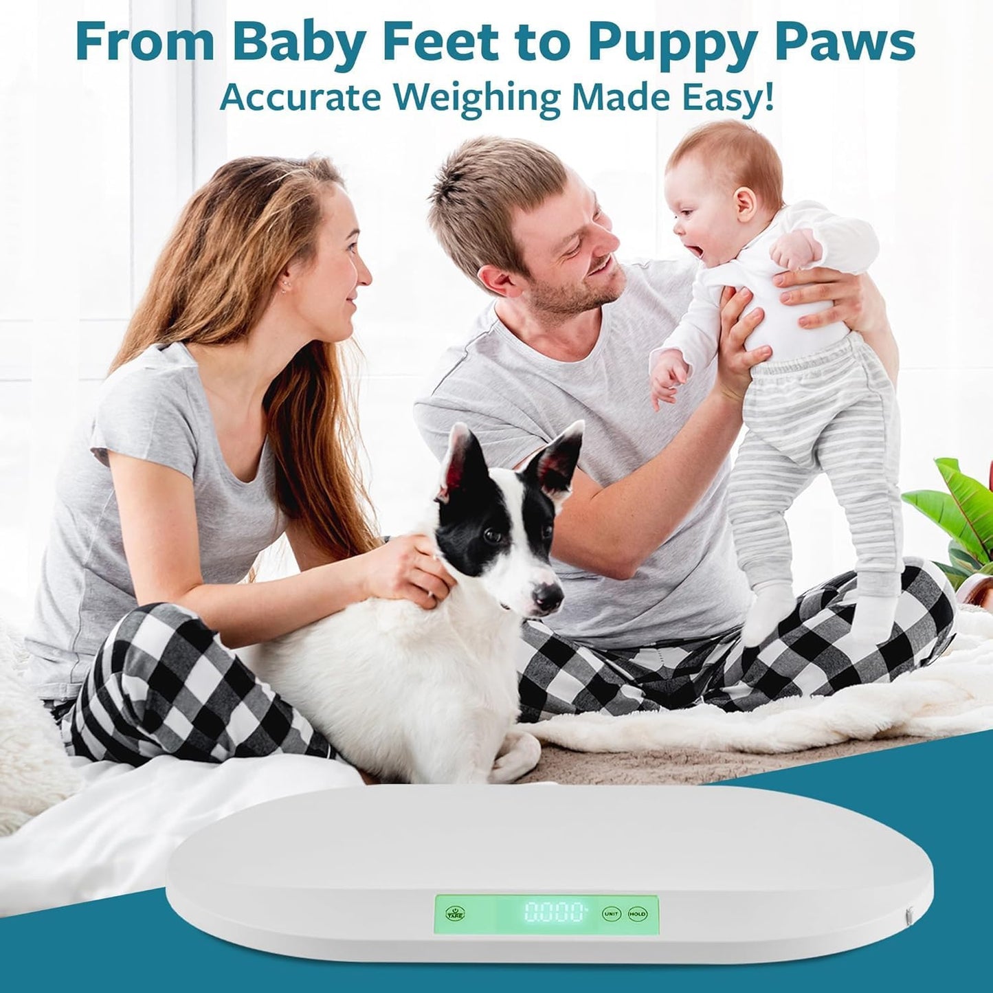 Smart Weigh Baby & Pet Scale Kit - Digital Infant Weighing Scale with Measuring Tape | 88 lb Capacity, 5 Units Display