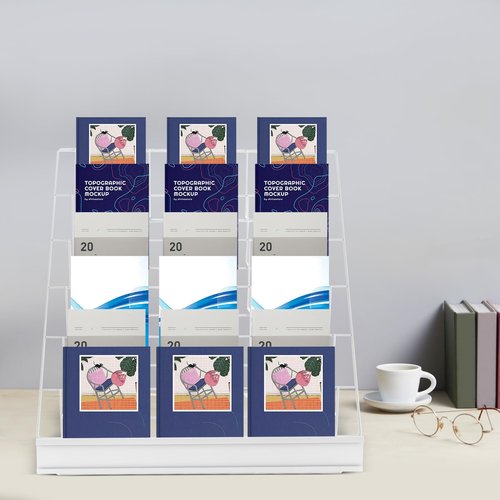 GAMIGIME Wire Magazine Rack, Magazine Rack Floor with 6 Open Tiers, Literature Display Rack, Tabletop Display Stand (White)