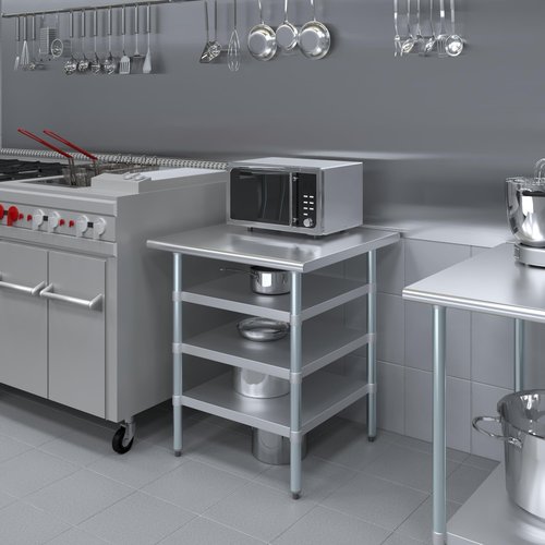 AmGood 30 in. x 30 in. Stainless Steel Work Table with Three Bottom Shelves | NSF Kitchen Prep Table | Utitly Metal Table