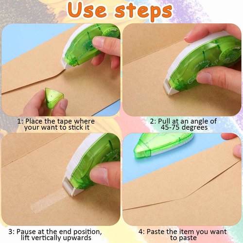 Geyee 30 Pack Double Sided Tape Roller Permanent Adhesive Scrapbooking 0.3 x 315'' Double Sided Tape Dispenser Dots for Journal Photo Paper Craft Arts Projects(Bright)
