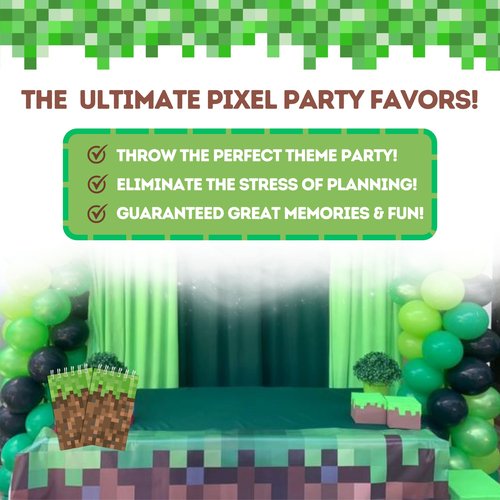 Echoglimmer 40 PCS Pixel Theme Party Favors | Mini Party Supplies 20 Pencils & 20 Miner Theme Notepads | Birthday Pixel Goodie Bag Favors | Decorations
