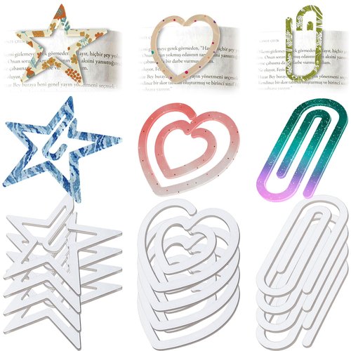 Johaus 15 Pcs Jumbo Sublimation Blanks Paper Clips – Heart, Star & Classic Clip Shapes – Heat Transfer Acrylic Bookmarks for DIY Crafts, Gifts, School & Office
