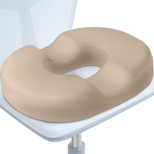 BlissTrends Donut Pillow Seat Cushion,Donut Chair Cushions for Postpartum Pregnancy & Hemorrhoids,Tailbone Pain Relief Cushion,Memory Foam Lifting Cushions for Office&Home Chairs (Khaki)