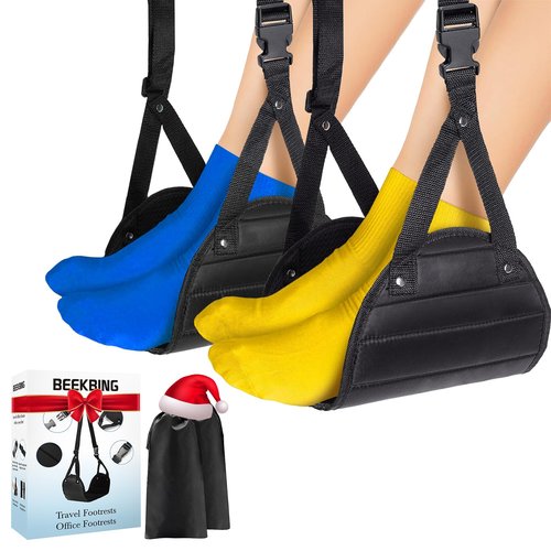 2-Pack Airplane Foot Hammock for Plane Travel - Travel Essentials Length Adjustable Airplane Foot Rest - Long Flight Must Haves