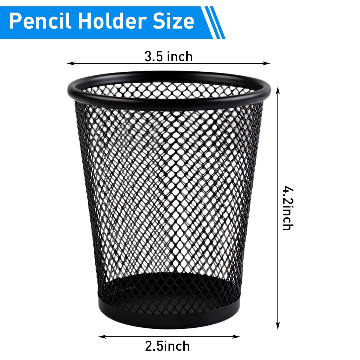 AZUREAL Pencil Holder 2 Pack, Black Mesh Desk Pen Holders, Premium Metal Pen Cup Holder for Desk, Office, Home, School