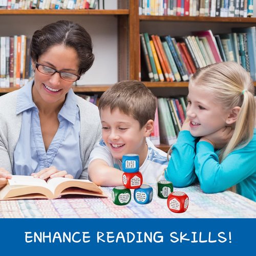 24pcs Reading Comprehension Cubes 3 Colored Language Reading Manipulatives Learning Cube Question Dice Tools for Elementary School Classroom Kids Teacher Teaching Supplies