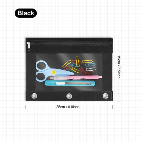 IKAYAS 40 Pack Black Pencil Pouch for 3 Ring Binder Colorful Pencil Pouch with Zipper Bulk, 3 Ring Binder Pencil Pouches Pencil Case Pencil Bags for Classroom Storing School Teacher Supplies