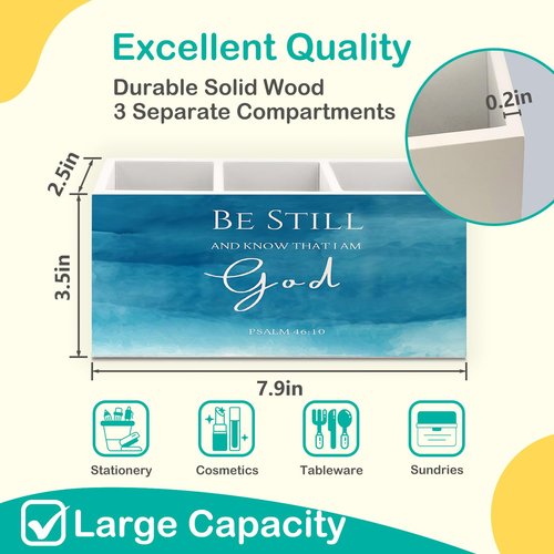 Be Still and Know That I Am God Pen Holder for Home Office Desk, Christian Gift for Women, Christian Bible Verse PSALM 46:10 Makeup Brush Toothbrush Holder Organizer for Bathroom Desk Accessories