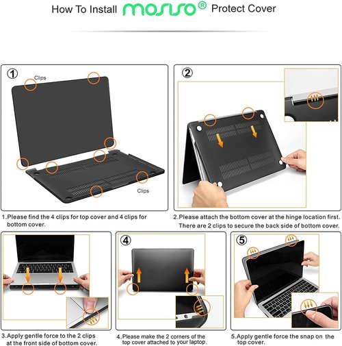 MOSISO Hard Shell Case & Neoprene Sleeve for MacBook Pro 13" (2023-2016) - Black