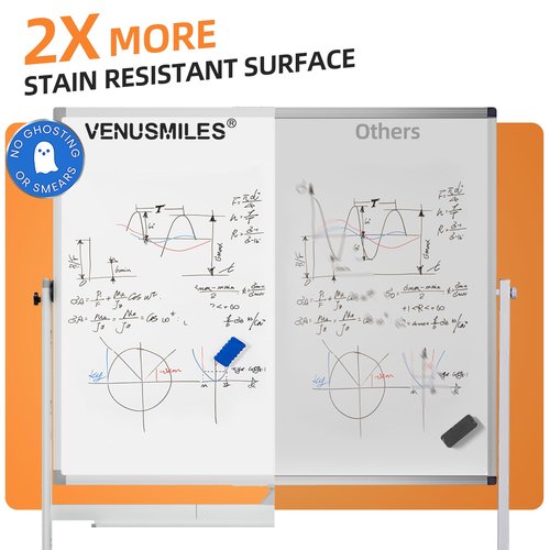 Rolling Whiteboard, 72"x40" White Board with Stands Movable Dry Erase Board on Wheels, Large Double Sided Standing Whiteboard for Office School Classroom Presentation Supplies, Pearl White