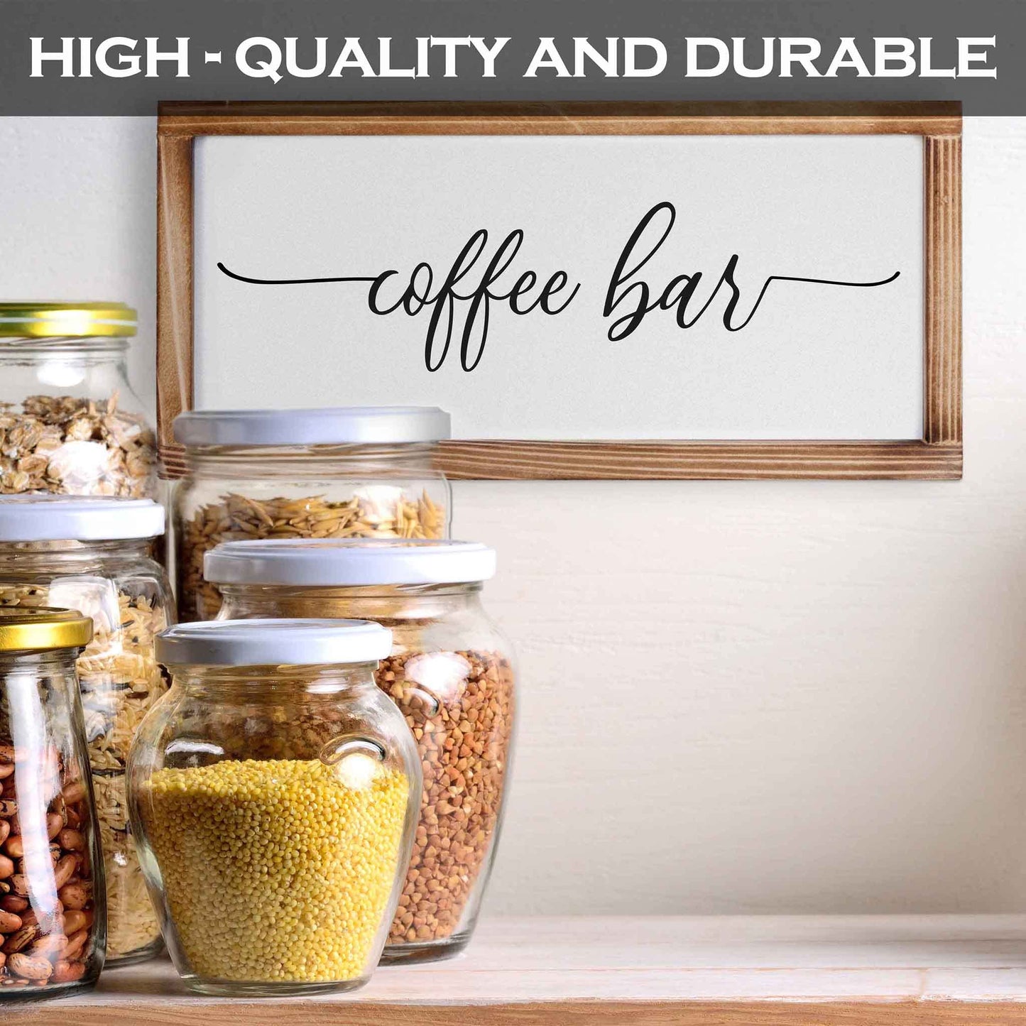 Coffee Bar Sign Decor 8x17 Inch, Coffee Sign Decor, Wooden Kitchen Wall Art