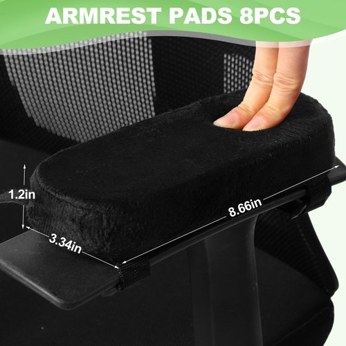 SmoothNovelty 4-Pack Office Chair Armrest Pads - Memory Foam, Removable & Washable, for Office and Computer Chairs, Cushion Elbow Pressure