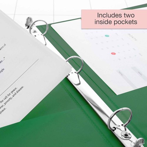 BAZIC Products 3 Ring Binder 1" Economy View Binders Organizer - Green, Round Ring, Hold 175 Sheets Paper, for School Office Home, 12-Count