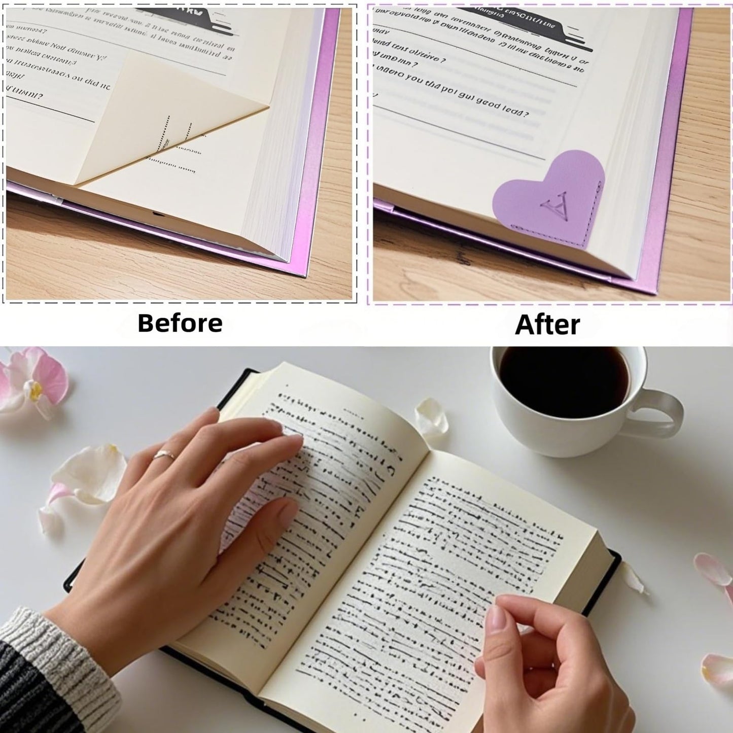 MOTEERLLU Personalized Leather Heart Bookmark with Initials, Handmade, Letter Cute Custom Corner Book Marks for Reading Women, Teachers, Students, Book Lovers, Book Accessories(Rose,F)