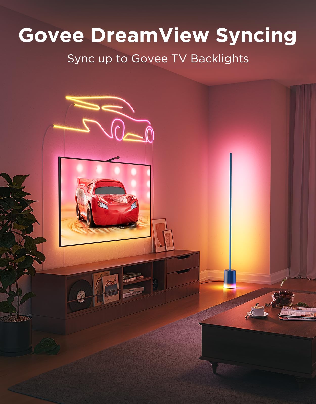 Govee Floor Lamp 2, RGBIC, Warm Cool White LED, Compatible with SmartThings, Matter, Alexa, 1725lm, Music Sync, Scene Modes, Smart Floor Lamp for Living Room, Bedroom, Blue(1 Pack)