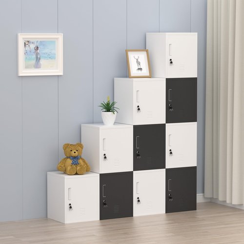 JINGUR Metal Storage Locker Cabinet with Locking Door and Adjustable Shelf for Home Office Classroom Workshop Organization (White)