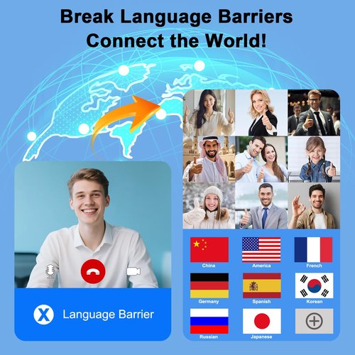 AI Translation Earbuds Real Time 164 Languages & Accents, Audifonos Traductores Inglés Español, IPX7 Waterproof & 10-Min Fast Charge, Bluetooth 5.4 Open-Ear Translator Earbuds for iOS/Android