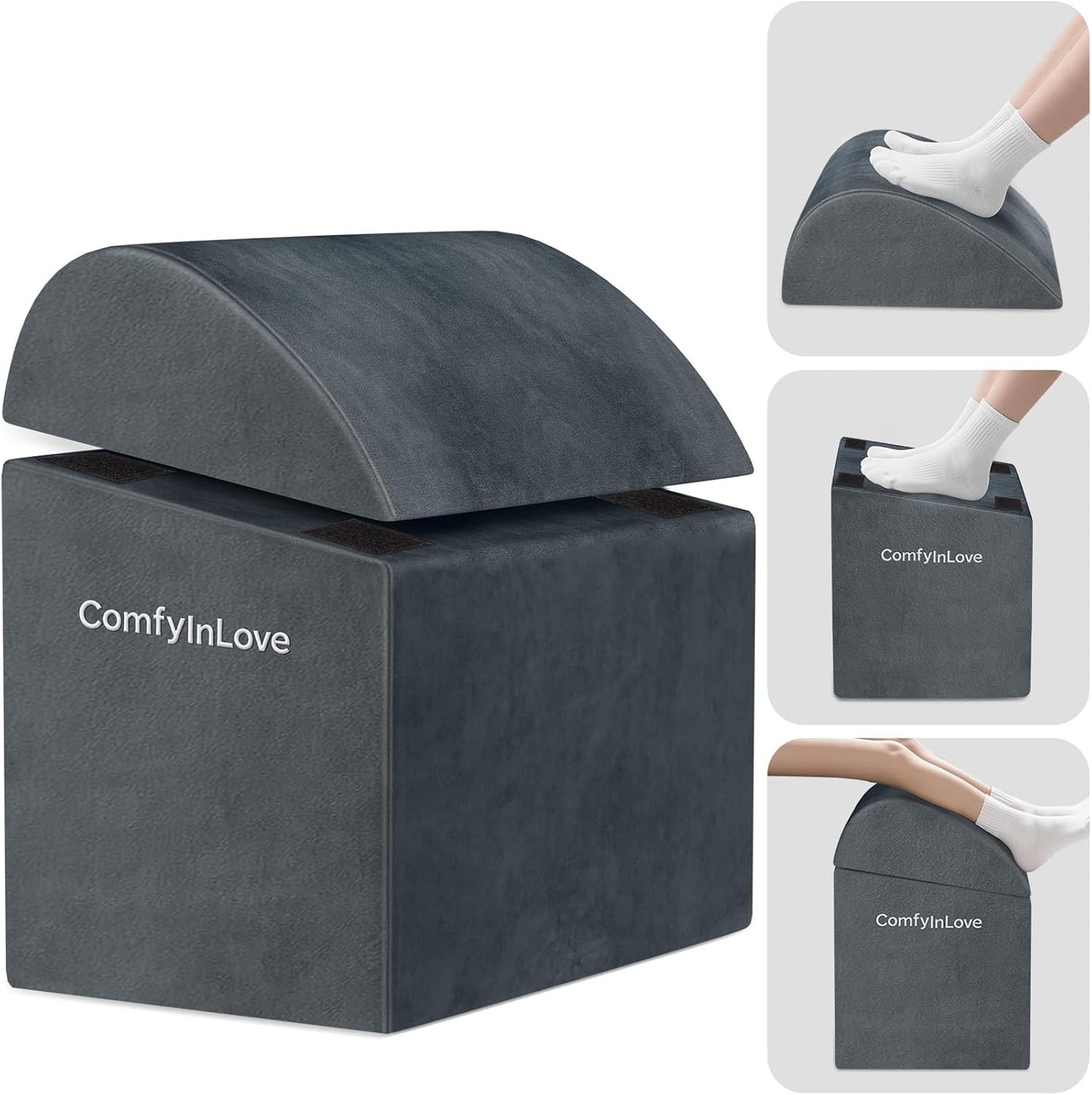 Skiennix Foot Rest - Ergonomic Non-Slip Under Desk Foot Stool with 3 Adjustable Heights | Dark Grey