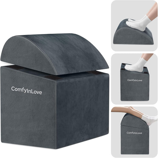 Skiennix Foot Rest - Ergonomic Non-Slip Under Desk Foot Stool with 3 Adjustable Heights | Dark Grey