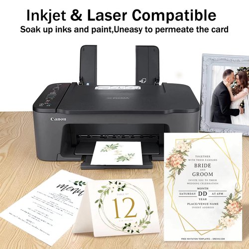 24 Sheets White Cardstock 8.5 x 11 Thick Paper, Goefun 80lb Card Stock Printer Paper for Invitations, Menus, Wedding, DIY Cards