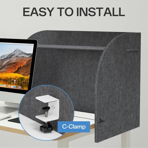 Keemute Multi-Functional Soundproof Desktop Privacy Screen, 39.4" x 19.7" x 23.6" Freestanding Desk Divider with Storage Shelf, Noise Reducing Office Partition for Workspace, Classroom(Dark Grey)