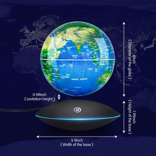 Flagest Magnetic Levitation Floating Globe Rotating Globe - Touch Control and Gradient Night Light Color Globes- Birthday Anniversary Item(6 Inches)