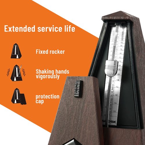 AODSK Mechanical Metronome Black Universal Metronome for Piano Guitar Violin Drums and Other Instruments Standard Loud Sound