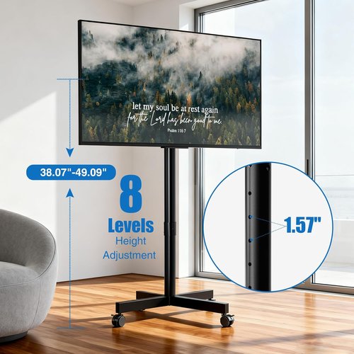 Mobile TV Cart - Adjustable Floor Stand for 13-55 Inch TVs | Tilt Mount, Holds Up to 77 lbs