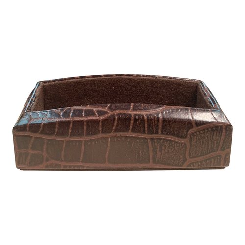 Dacasso Brown Crocodile Embossed Leather Business Card Holder