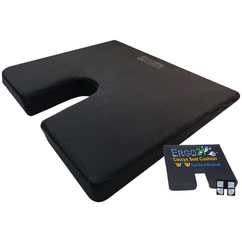 ERGO21 LiquiCell Coccyx Seat Cushion, Aid for Tailbone Pain Relief, Sciatica Pain, Back Support | Donut Like Butt Pillow for Long Hours Sitting at Home/Office Chair (20" W x 18" L x 2.5" H)