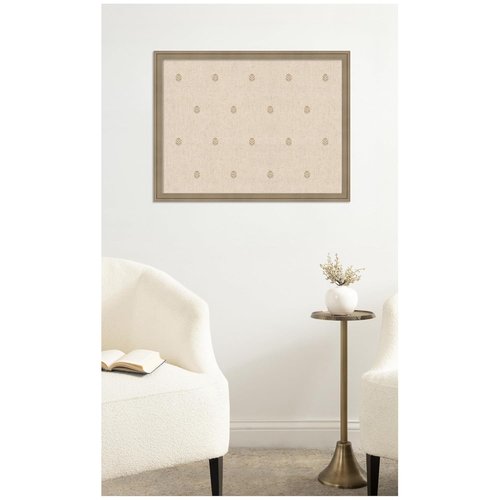 Kate and Laurel Framed Fabric Pinboard - Beige Botanical Print | 26 x 20 Classic Bulletin Board