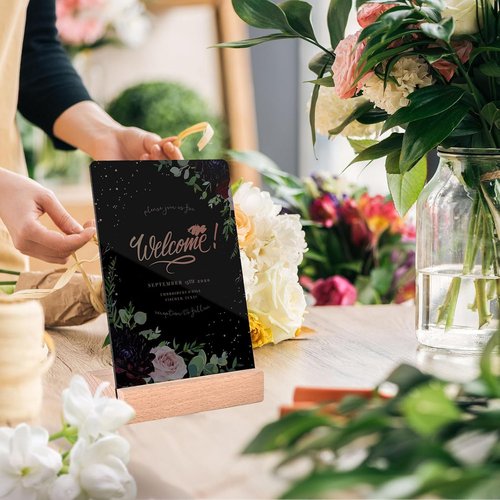 PINTUSON Mini Chalkboard Signs - Double-Sided Erasable Table Numbers with Wooden Stand | 4x6 Acrylic Food Labels for Parties & Weddings