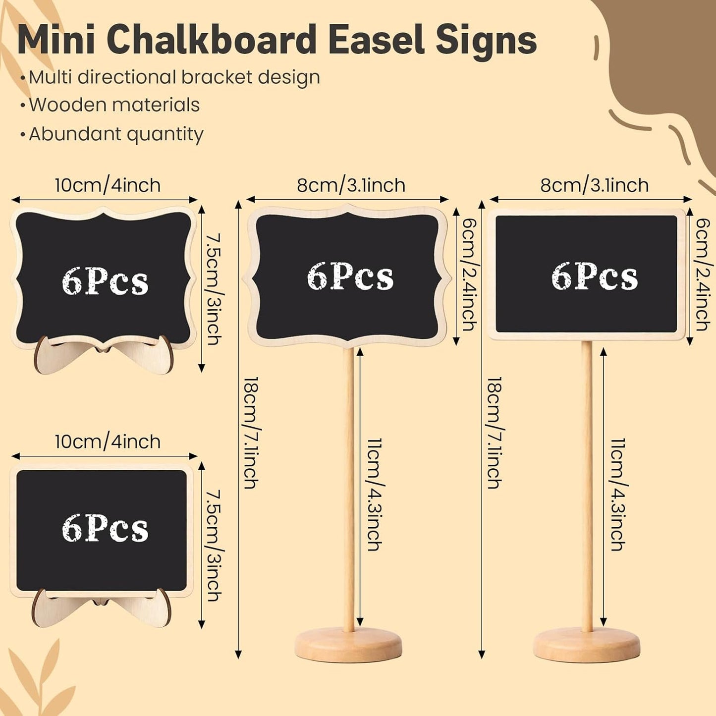 Skiennix Mini Chalkboard Signs - 24 Pack with Stands for Food, Table Numbers & Event Decor