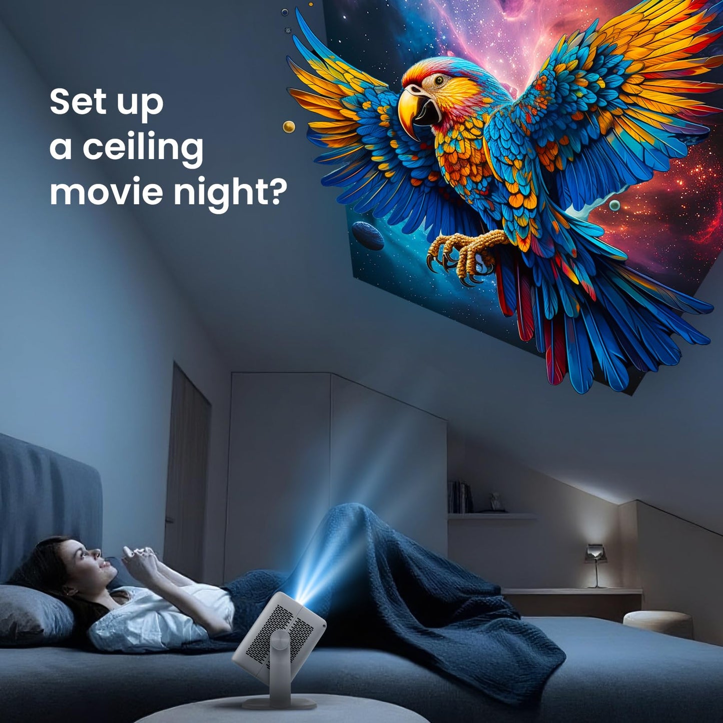 Smart Android Projector with 4K 8K Support, 600 ANSI, 360° Rotatable Mini Projector with Wifi6 and Bluetooth5.2, Auto Keystone & Electric Focus 1080P Portable Movie Phone Proyector for Home Outdoor