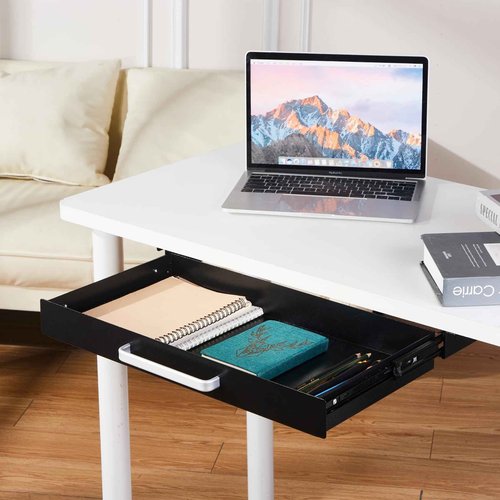 OSteed Under Desk Drawer Organizer 21" Black Upgraded with Adjustable Brackets, Sliding Pull-Out Under Table Pencil Drawer, Office Standing Desk Attachment for Workbench