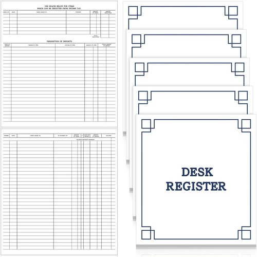Kosiz 5 Pcs Large Check Registers for Desk Transaction Registers for Business Checks Personal Printed Checkbooks Cover Transaction Executive Ledgers Deskbook Office Supplies 8. 5 x 9. 25 Inch