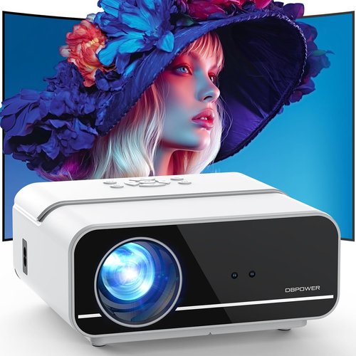 DBPOWER 1080P Outdoor Movie Projector - WiFi & Bluetooth, Auto Focus, 50% Zoom, Keystone Adjustments