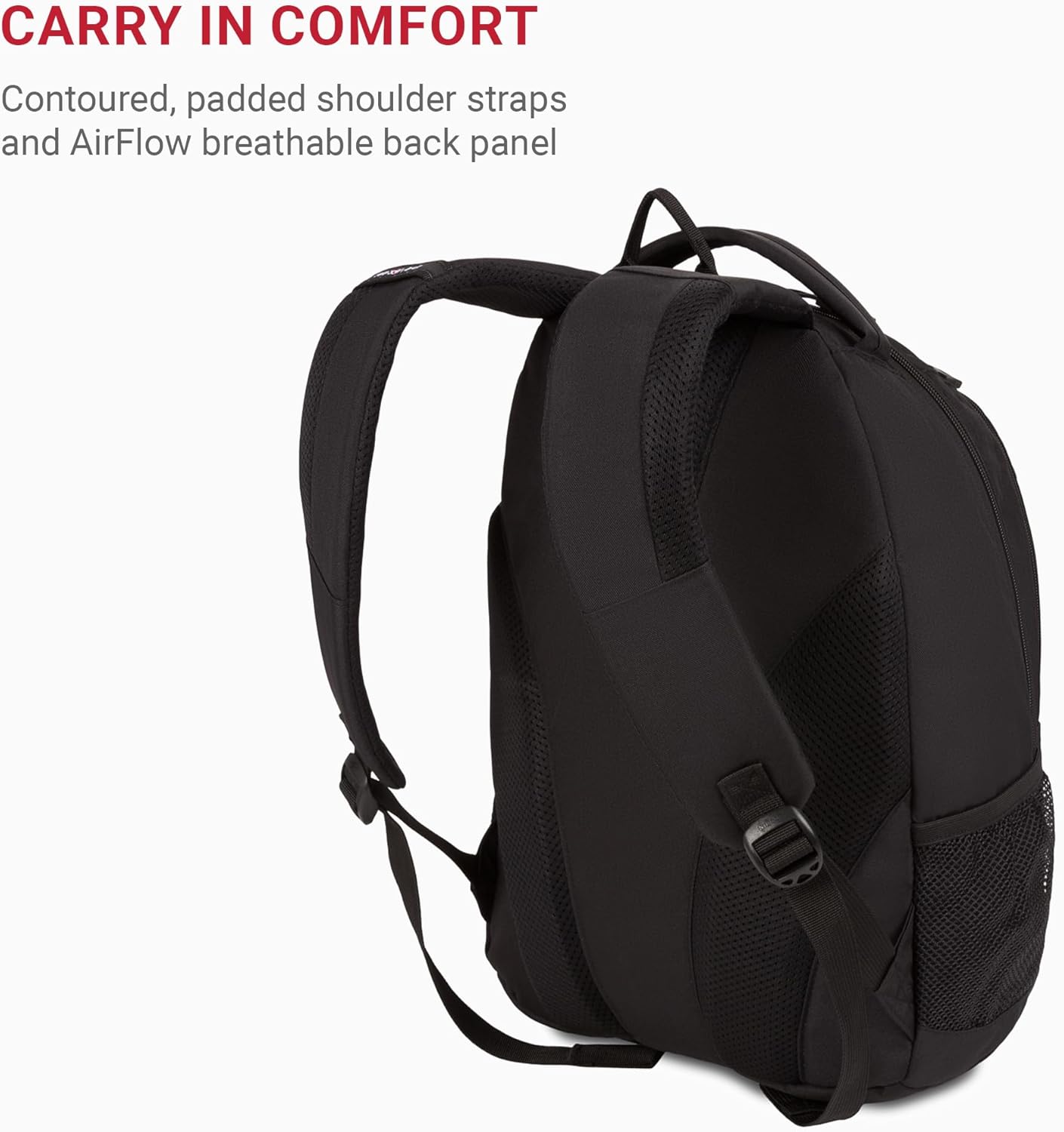 SwissGear 1186 Special Edition 13” Laptop Backpack - Compact Black Tech Bag with Reflective Accents & Organizer Pockets