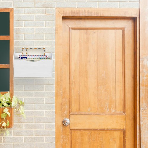Senhoglb 2 Pockets Hanging Wall File Organizer, Wood Mail Organizer Wall Mounted Magazine File Holder, Mail Holder Keep Office Home Tidy, Wooden Paper Organizer, White