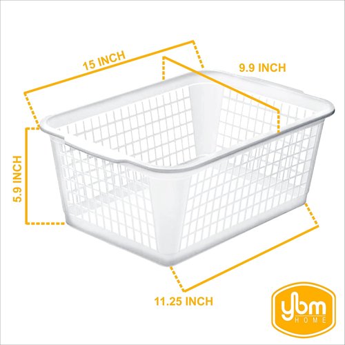 YBM HOME Plastic Perforated Storage Basket Bin Office Drawer, Shelf Desktop Countertop Tray Organizer 32-1184 (6, Blue)