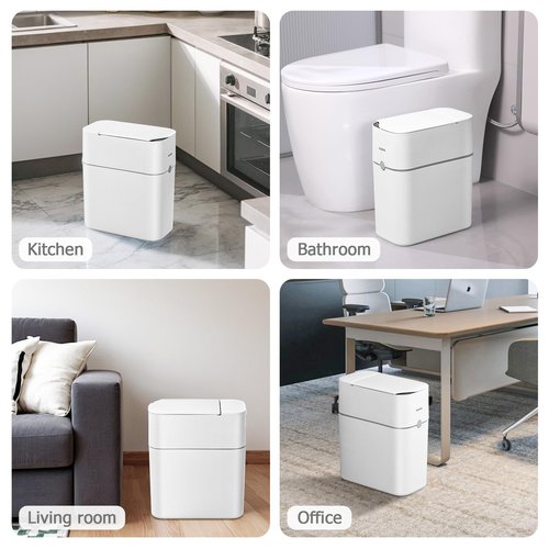 MOPALL Automatic Motion Sensor Bathroom Trash Can with Lid, 3 Gallon Smart Garbage Can, Touchless Trash Can Slim Small Trash Bin Waterproof Wastebasket for Toilet Bedroom Office Kitchen Living Room RV