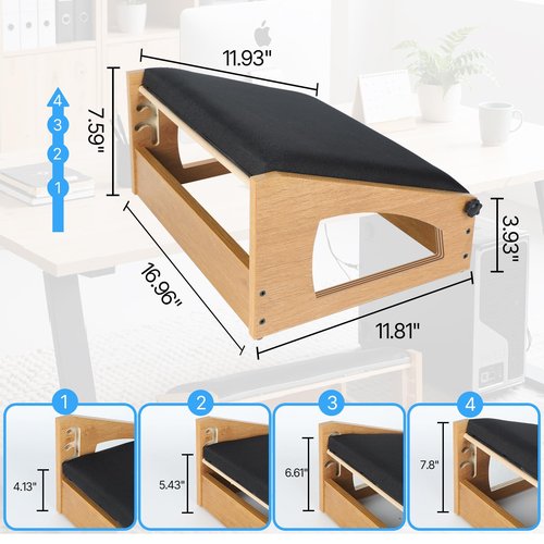 XINGMIAOWJ Ergonomic Foot Rest, 4 Adjustable Height Foot Stool,Footrest Under Desk， Flip Over Office Desk Foot Rest, Improving Posture, Promoting Blood Circulation（Natural）