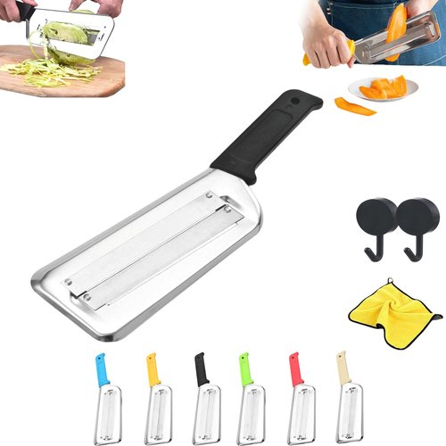 2025 New Stainless Steel Shredder Knife,304 Stainless Steel Cabbage Shredder,Multifunctional Shredders Knife For Vegetabless,Non-Slip Base,Double Blade,Easy To Use (Black)