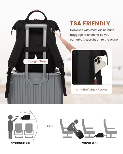 LOVEVOOK Laptop Backpack for Women, 15.6'' Waterproof Nurse Bag Teacher Work Backpack Purse for Women, Travel Computer Backpack for College Office Business Ladies