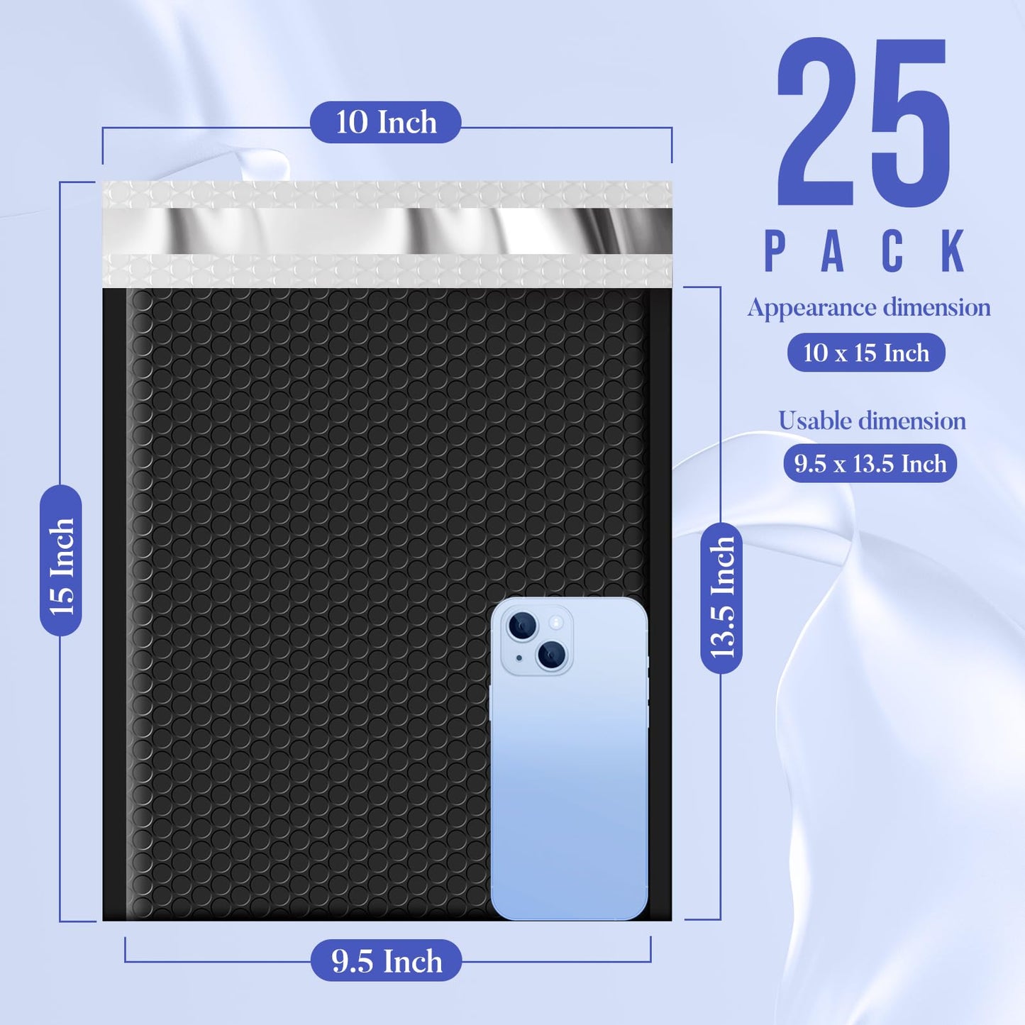 Fuxury Bubble Mailers 9.5x14.5" 25 Pack Black Large Padded Envelopes Usable Size 9.5x13.5" Self Seal Bubble Envelopes Padded Mailers Shipping Bags for Mailing book Shirt Small Business #4