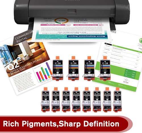Canon PGI-35 CLI-36 Ink Cartridges Value Pack - 12 Pack Replacement for Pixma TR150, TR160, iP110, iP100, MINI260, MINI320 (8 Black, 4 Color)